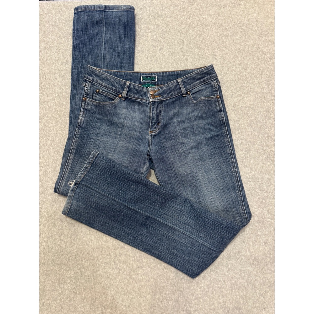 Wrangler Premium Patch Womens Straight Leg Jeans Blue 11/12x34 Y2K Western